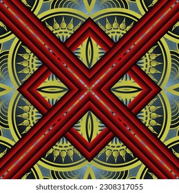 Beautiful seamless textured abstract background in red, yellow, blue and black colors