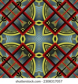 Beautiful seamless textured abstract background in red, yellow, blue and black colors