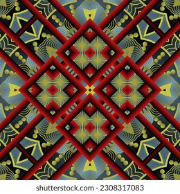 Beautiful seamless textured abstract background in red, yellow, blue and black colors