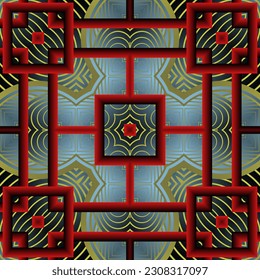 Beautiful seamless textured abstract background in red, yellow, blue and black colors