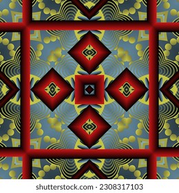 Beautiful seamless textured abstract background in red, yellow, blue and black colors