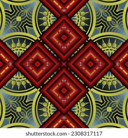 Beautiful seamless textured abstract background in red, yellow, blue and black colors