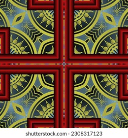 Beautiful seamless textured abstract background in red, yellow, blue and black colors