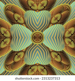 Beautiful seamless textured abstract background in green, golden yellow and brown colors