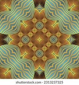 Beautiful seamless textured abstract background in green, golden yellow and brown colors