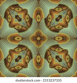 Beautiful seamless textured abstract background in green, golden yellow and brown colors