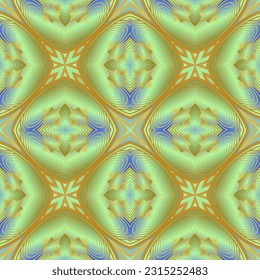 Beautiful seamless textured abstract background in green, blue and yellow lines
