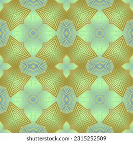 Beautiful seamless textured abstract background in green, blue and yellow lines