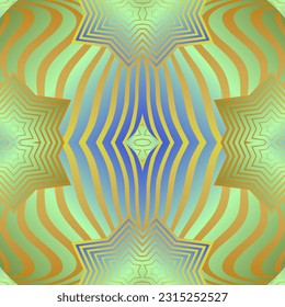 Beautiful seamless textured abstract background in green, blue and yellow lines