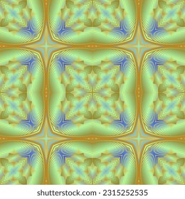 Beautiful seamless textured abstract background in green, blue and yellow lines