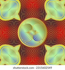 Beautiful seamless textured abstract background in green, red, blue and golden yellow colors