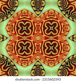 Beautiful seamless textured abstract background in green, red, blue and golden yellow colors