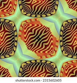 Beautiful seamless textured abstract background in green, red, blue and golden yellow colors