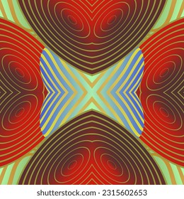 Beautiful seamless textured abstract background in green, red, blue and golden yellow colors