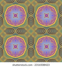 Beautiful seamless textured abstract background in blue, green, pink and yellow gold colors