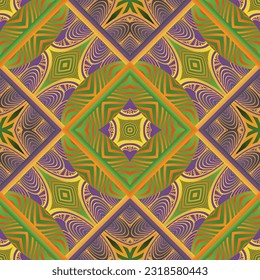 Beautiful seamless textured abstract background in green purple and yellow colors