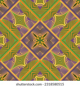 Beautiful seamless textured abstract background in green purple and yellow colors