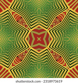 Beautiful seamless textured abstract background in red, green and golden yellow colors
