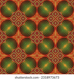 Beautiful seamless textured abstract background in red, green and golden yellow colors