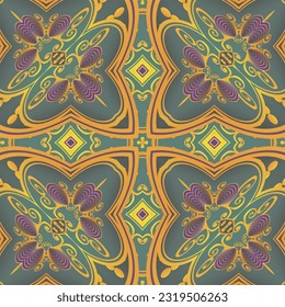 Beautiful seamless textured abstract background in green red yellow colors