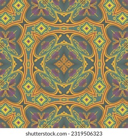Beautiful seamless textured abstract background in green red yellow colors