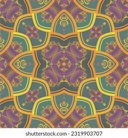 fondo abstracto de textura hermosa sin costura en líneas violeta verde y amarillo dorado