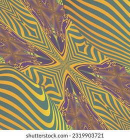beautiful seamless textured abstract background in green purple and golden yellow lines