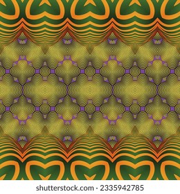 Beautiful seamless textured abstract background in green, orange and golden brown colors