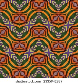 Beautiful seamless textured abstract background in green, orange and golden brown colors