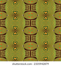 Beautiful seamless textured abstract background in green, orange and golden brown colors