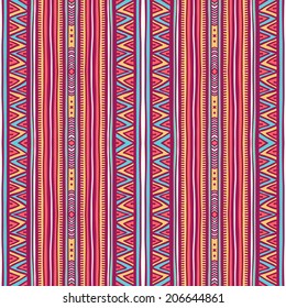 beautiful seamless tribal pattern with vertical stripes and triangles. vector illustration 