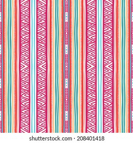 beautiful seamless tribal pattern with vertical stripes and triangles - 2. vector illustration