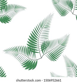 Beautiful seamless tropical jungle floral pattern background with palm leaves