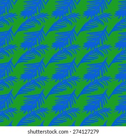 Beautiful seamless tropical jungle floral pattern background with palm leaves. Vector illustration.