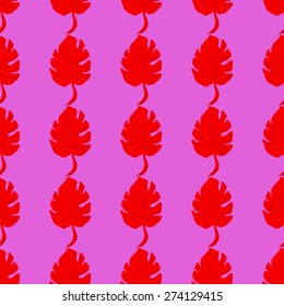 Beautiful seamless tropical jungle floral pattern background with palm leaves. Vector illustration.