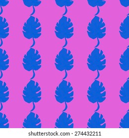 Beautiful seamless tropical jungle floral pattern background with palm leaves. Vector illustration.