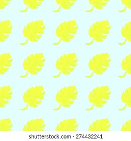 Beautiful seamless tropical jungle floral pattern background with palm leaves. Vector illustration.