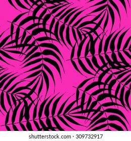 Beautiful seamless tropical jungle summer floral pattern background with palm leaves