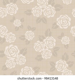 Beautiful seamless vector background with beige roses
