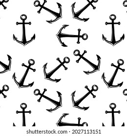 Beautiful seamless vector background with a pattern anchor. Ideal for wallpapers, page backgrounds, surface textures, textiles. Anchor and wind rose. Print for boys. 