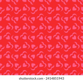 Hermoso fondo vectorial sin costura con corazones rojos. Patrón de moda geométrico simple del Día de San Valentín. Decoración del Día de San Valentín.