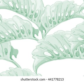 Beautiful seamless vector floral pattern background.Palm leaves, jungle leaves, plants, exotic print. Perfect for wallpapers, web page backgrounds, surface textures, textile. Watercolor style.