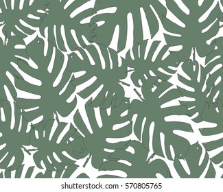 Beautiful seamless vector floral summer pattern background with tropical palm leaves. Perfect for wallpapers, web page backgrounds, surface textures, textile.