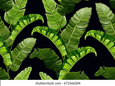 Beautiful seamless vector floral summer pattern with tropical palm leaves. Perfect for wallpapers, web page backgrounds, surface textures, textile.