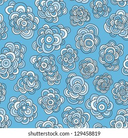Beautiful seamless vector. Hand drawn abstract pattern. Wave background. Curly doodles illustration