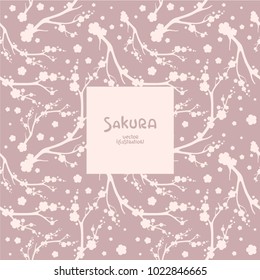 Beautiful seamless vector pattern with branches of sakura. Season decoration. Elegant element for packaging and cosmetic design. Natural Background with place for your text.