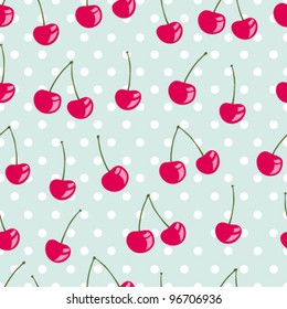 Beautiful seamless vector pattern with cherries