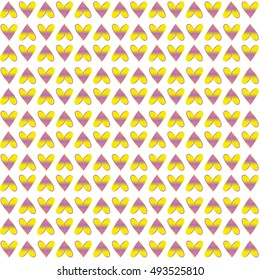 Beautiful seamless vector pattern. Girlish Repeated backdrop for wallpaper, web page background,surface textures,  fashion, childish, girls. gradient purple and yellow colors. Set of hearts