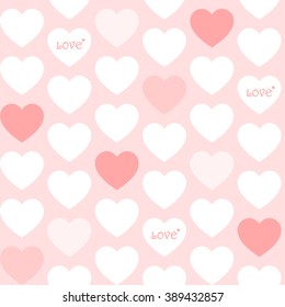 Beautiful seamless vector pattern with hearts. Valentines day. pink background.