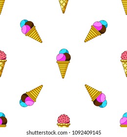 Beautiful seamless vector pattern with ice cream.